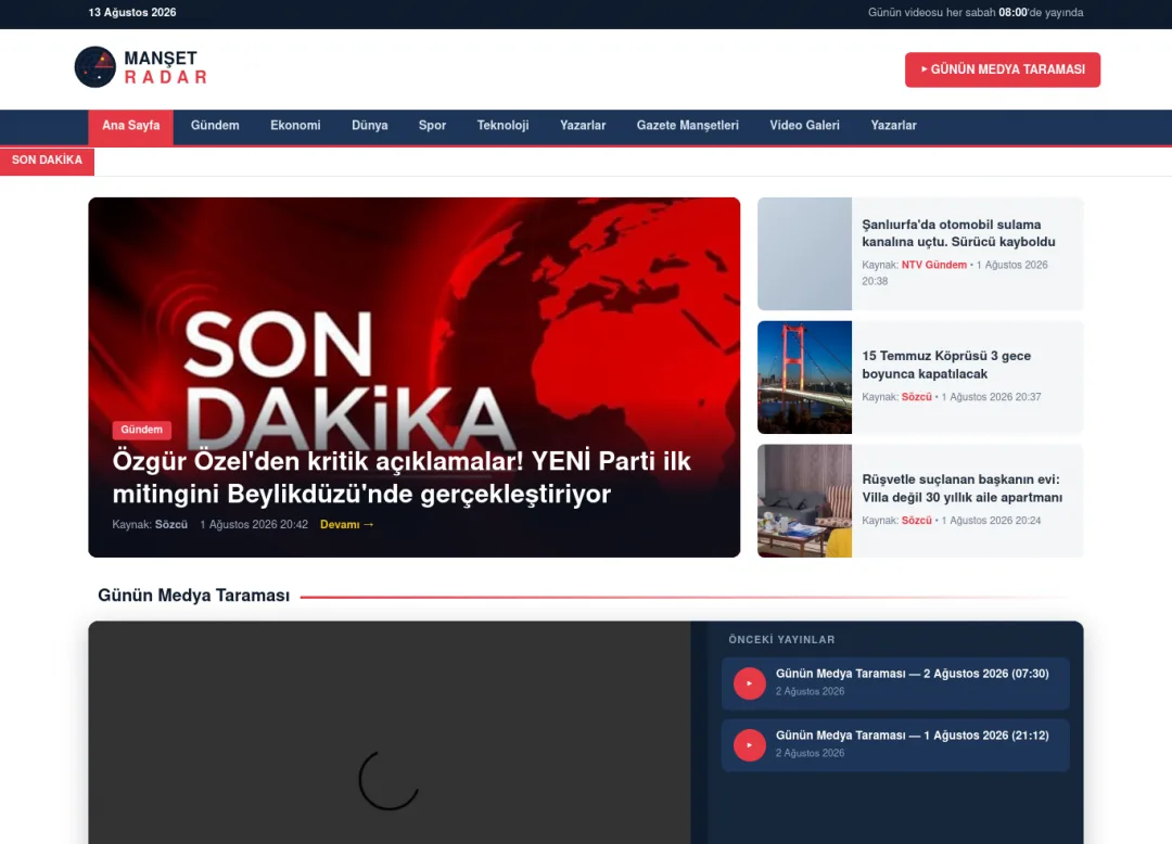 Manşet Radar ekran görüntüsü